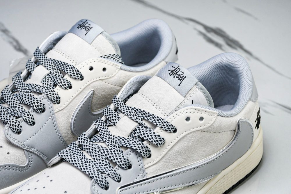 Travis Scott AJ1 Low x Stussy 'Silver' (Custom) - Image 22