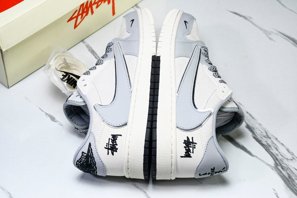 Travis Scott AJ1 Low x Stussy 'Silver' (Custom) - Image 26