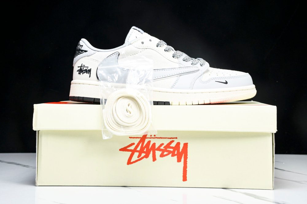 Travis Scott AJ1 Low x Stussy 'Silver' (Custom) - Image 28