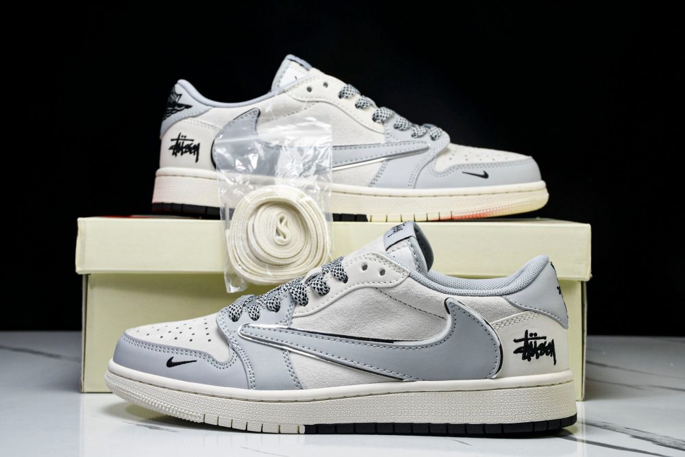 Travis Scott AJ1 Low x Stussy 'Silver' (Custom) - Image 29