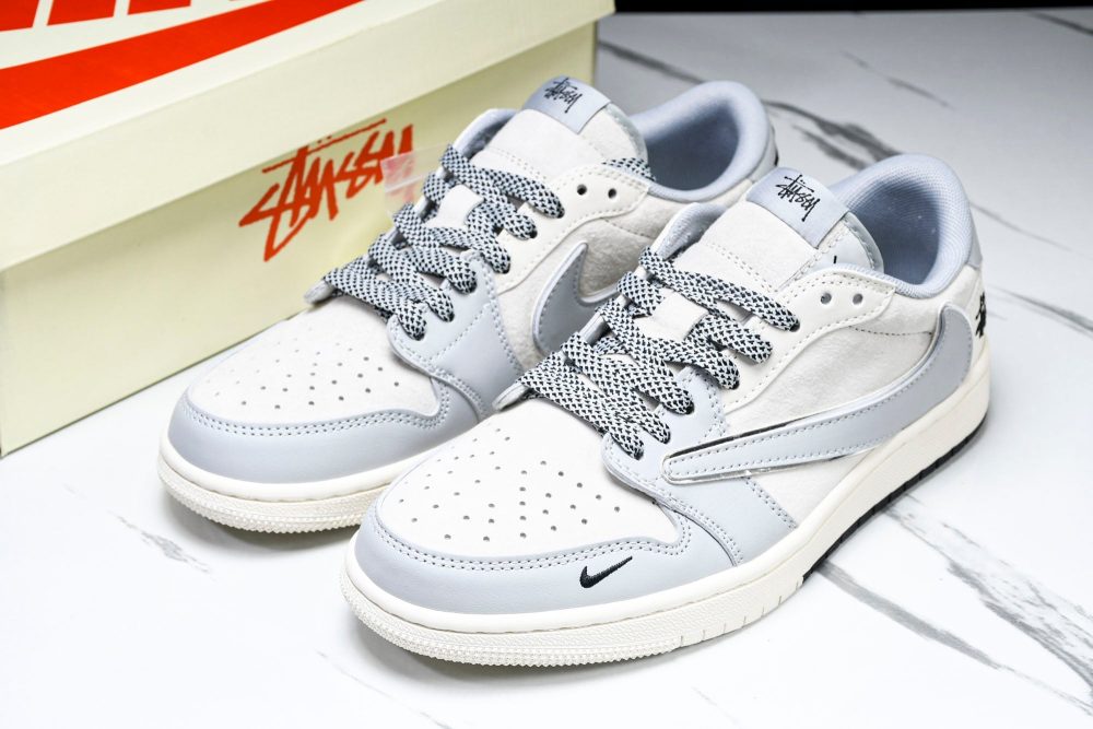 Travis Scott AJ1 Low x Stussy 'Silver' (Custom) - Image 31