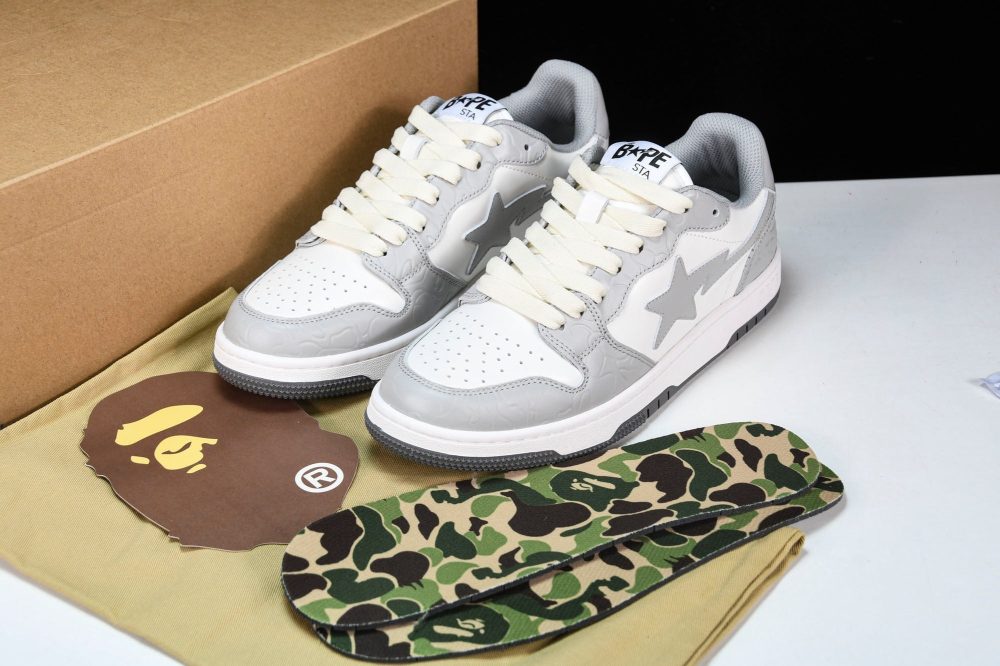 A Bathing Ape Bape Court Sta ‘Light Grey Cream’ - Image 14