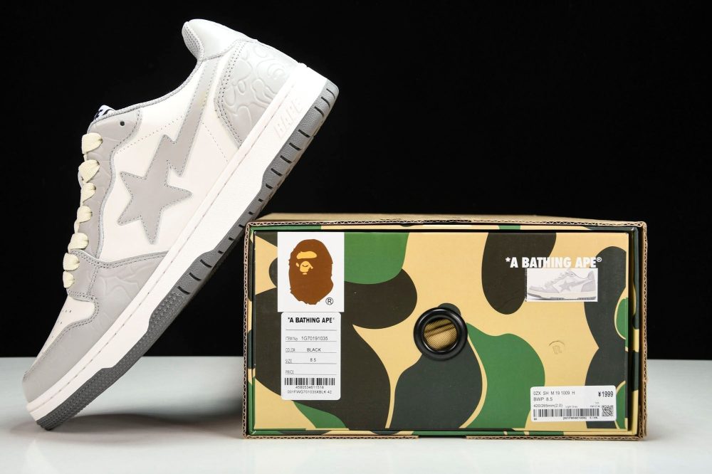 A Bathing Ape Bape Court Sta ‘Light Grey Cream’ - Image 17