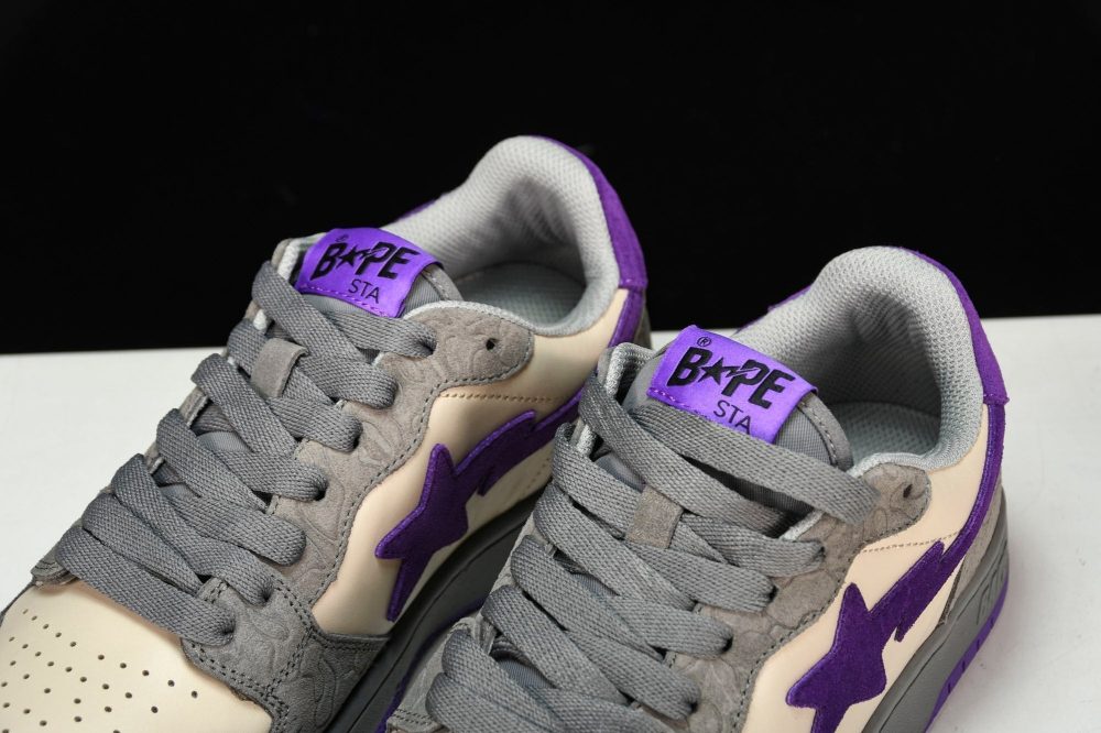 A Bathing Ape Bape Court Sta ‘Mist Grey Royal Purple’ - Image 14