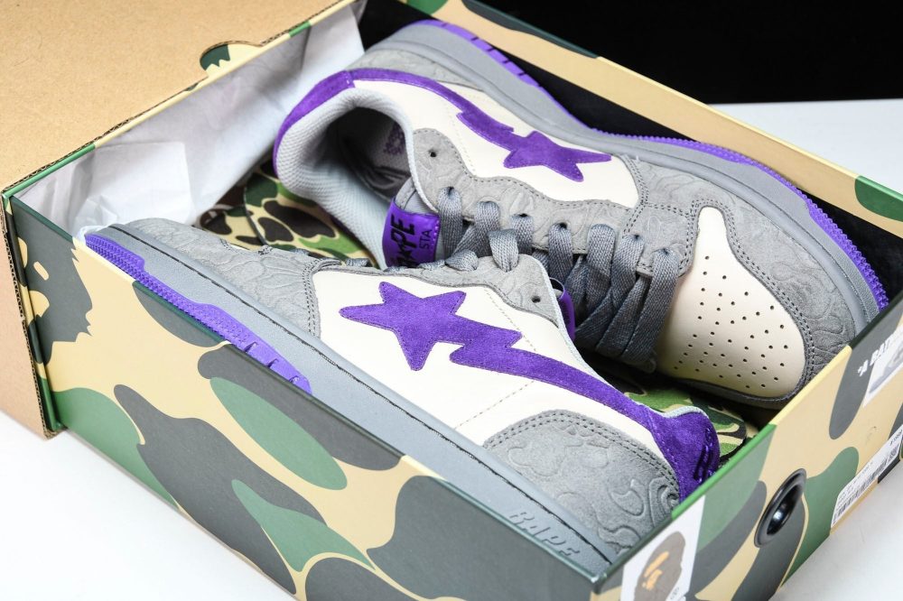 A Bathing Ape Bape Court Sta ‘Mist Grey Royal Purple’ - Image 16