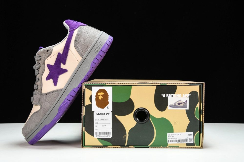 A Bathing Ape Bape Court Sta ‘Mist Grey Royal Purple’ - Image 18