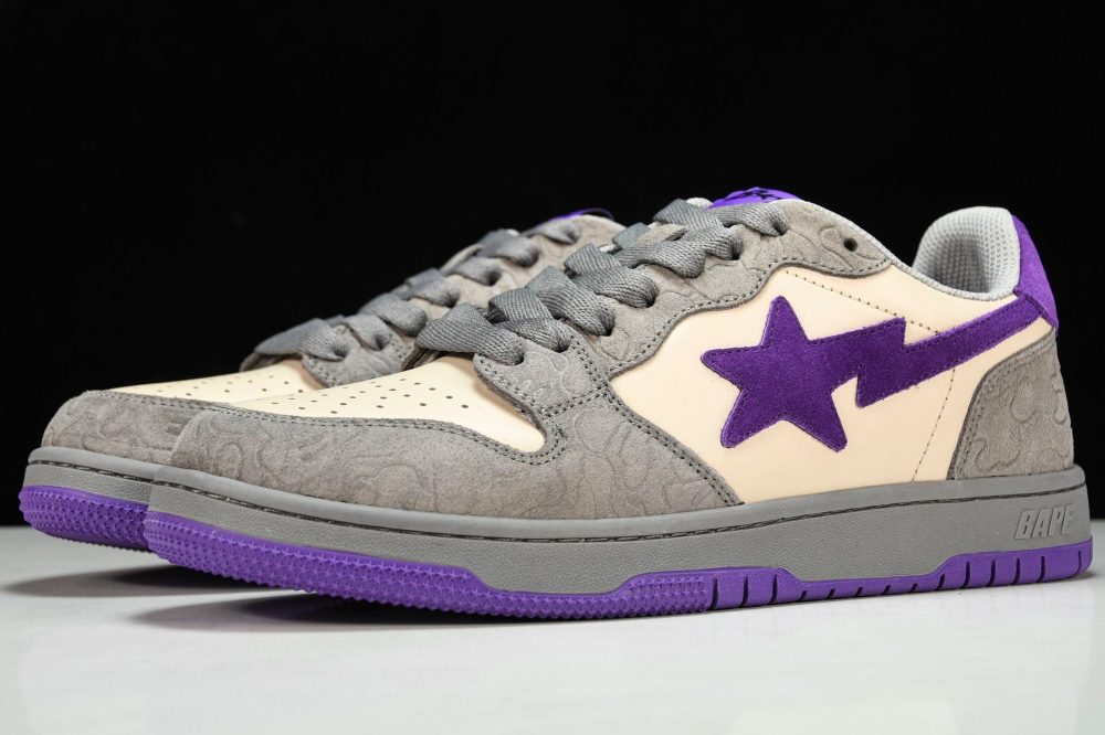 A Bathing Ape Bape Court Sta ‘Mist Grey Royal Purple’ - Image 2