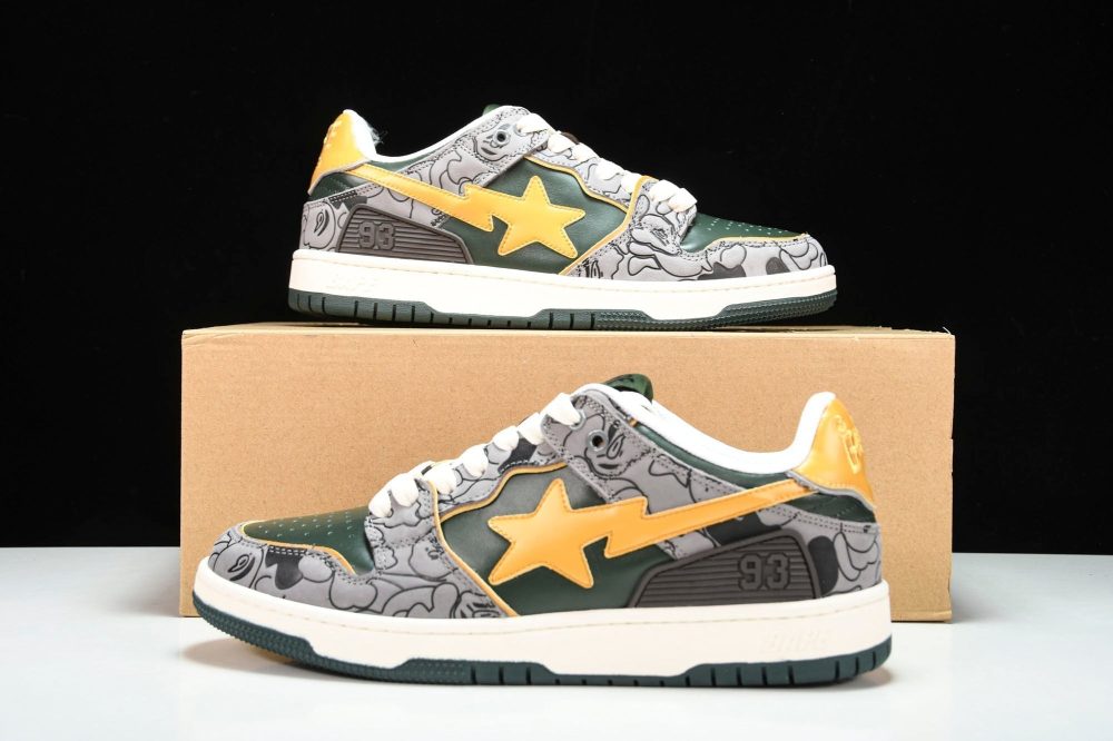 A Bathing Ape Bape SK8 Sta 'Grey Mustard Yellow' - Image 15