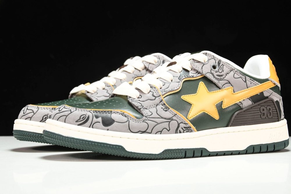 A Bathing Ape Bape SK8 Sta 'Grey Mustard Yellow' - Image 2