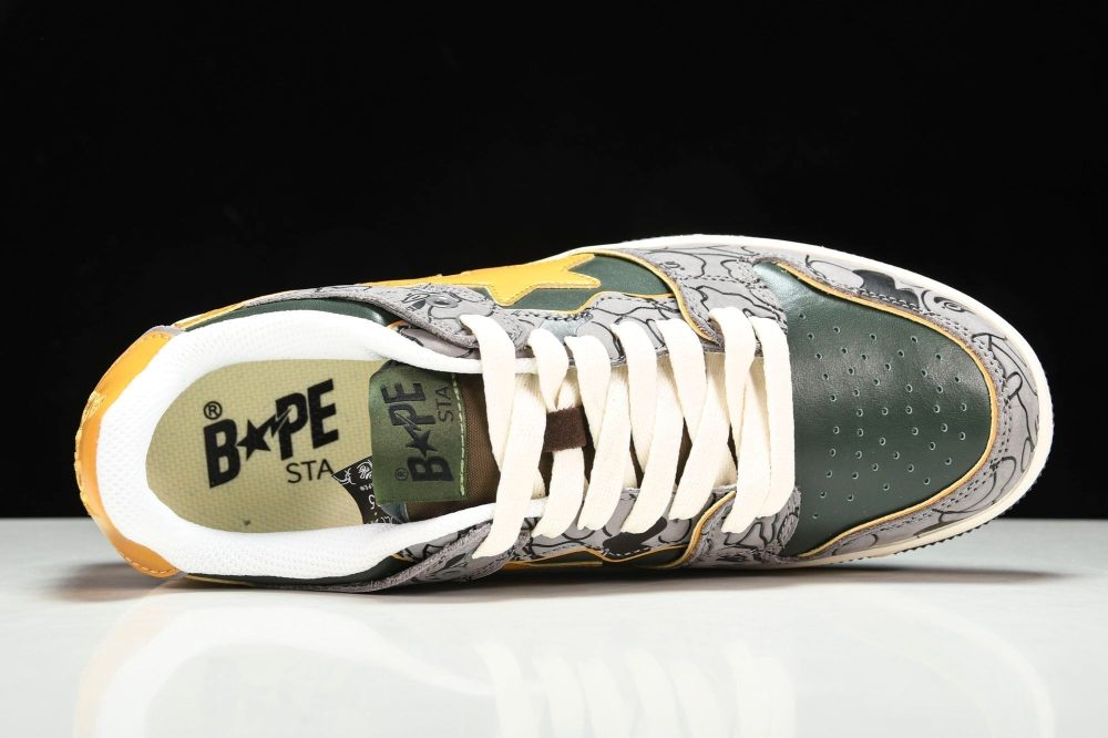 A Bathing Ape Bape SK8 Sta 'Grey Mustard Yellow' - Image 4