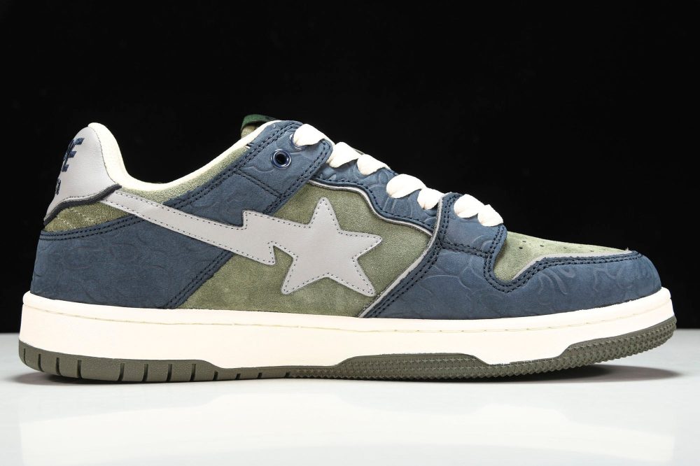 A Bathing Ape Bape SK8 Sta ‘Navy Khaki’ - Image 3