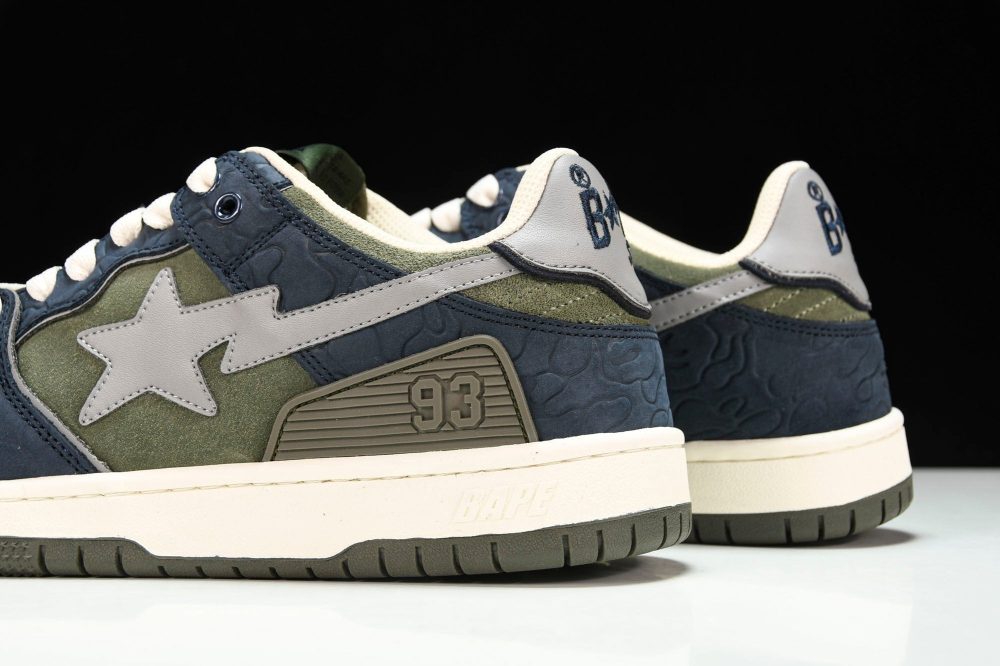A Bathing Ape Bape SK8 Sta ‘Navy Khaki’ - Image 8