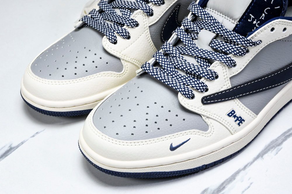 Travis Scott AJ1 Low x BAPE 'Grey Navy' (Custom) - Image 18