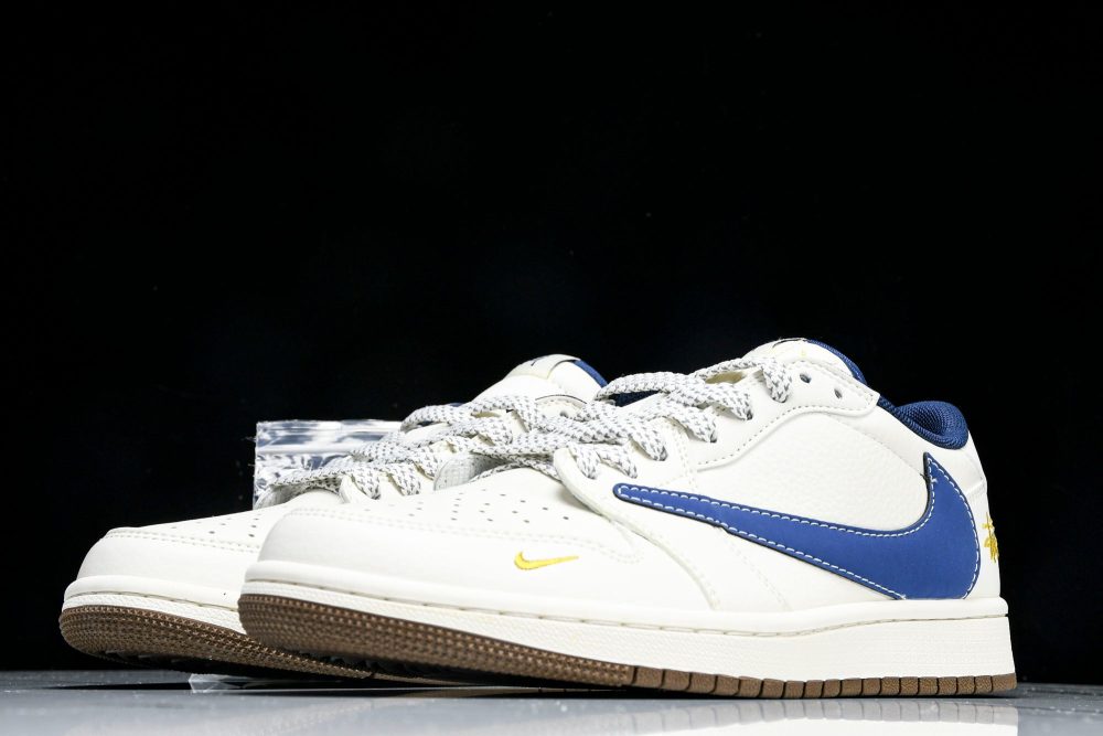 Travis Scott AJ1 Low x Stussy 'White Blue' (Custom) - Image 2