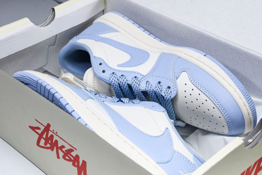 Travis Scott AJ1 Low x Stussy 'Blue' (Custom) - Image 22