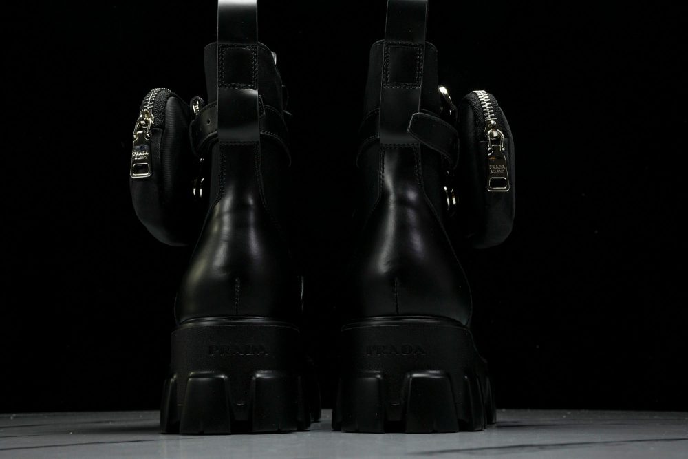 Prada Monolith Boots with Pouch 'Black' - Image 7