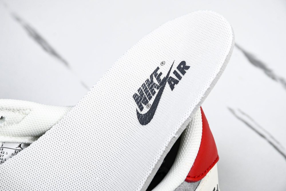 Travis Scott AJ1 Low x Stussy 'Grey White Red' (Custom) - Image 15