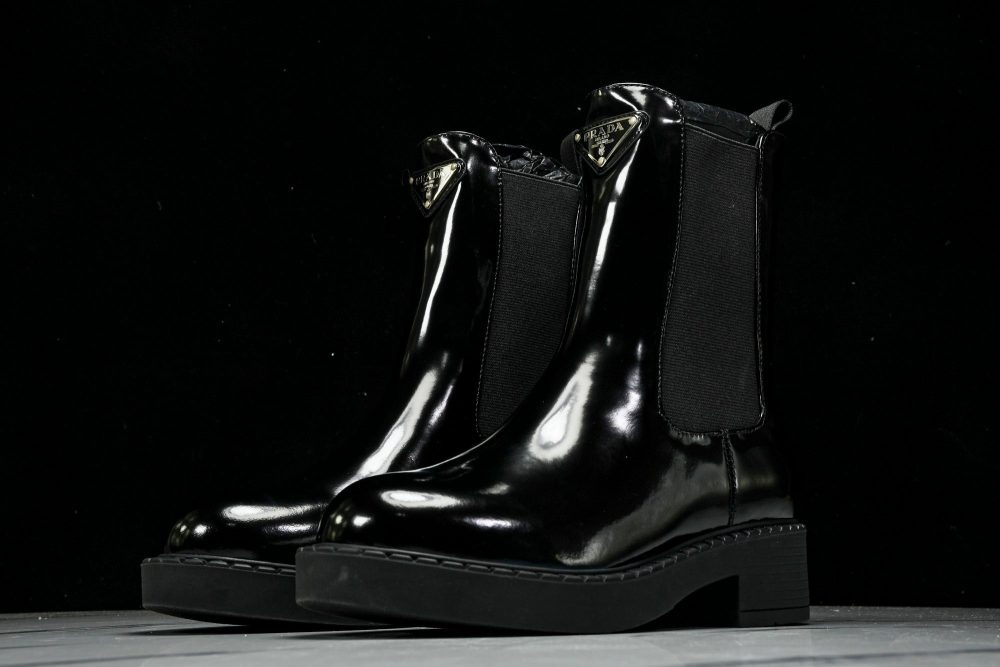 Prada Patent Chelsea Boots 'Black' - Image 2
