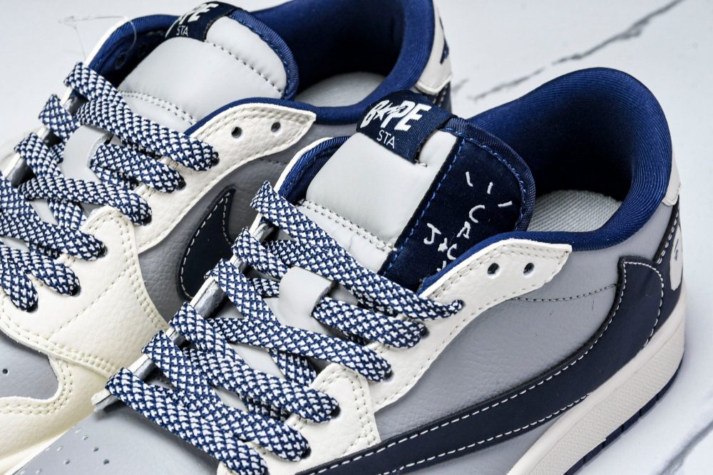 Travis Scott AJ1 Low x BAPE 'Grey Navy' (Custom) - Image 19