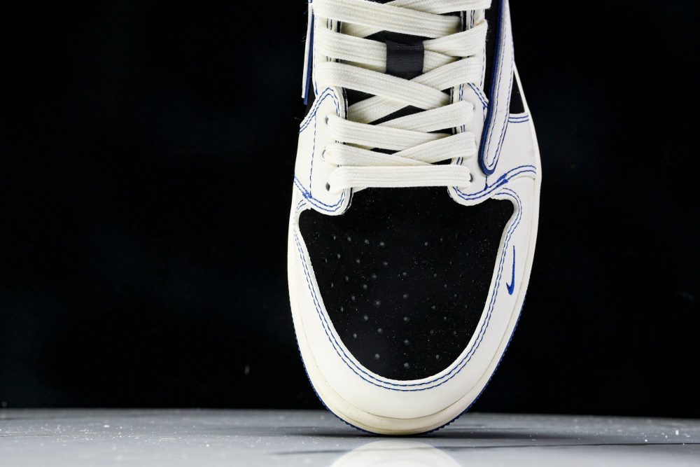 Travis Scott AJ1 Low x Stussy 'Black White Blue' (Custom) - Image 6