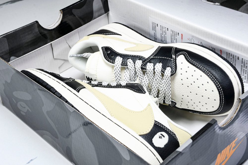 Travis Scott AJ1 Low x BAPE 'Beige Black White' (Custom) - Image 21