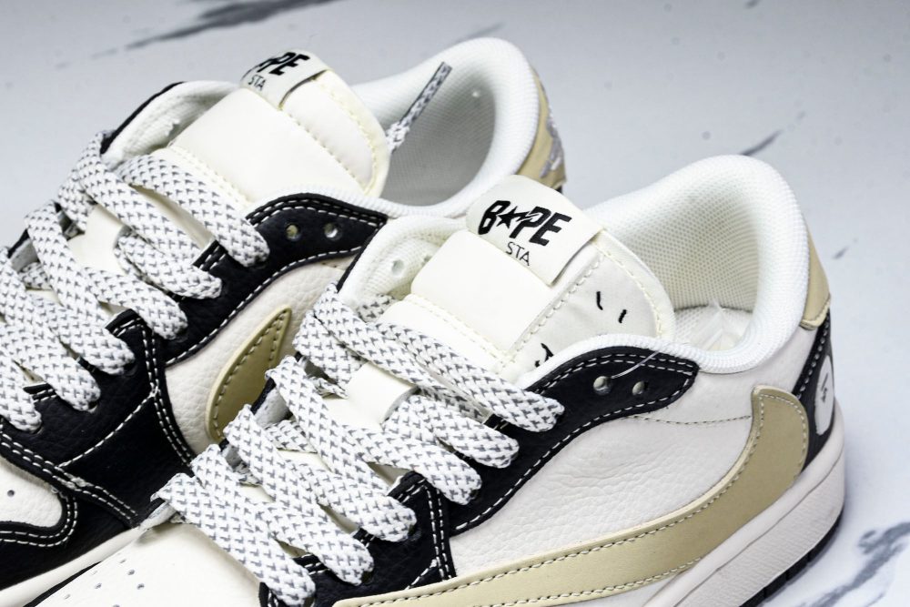 Travis Scott AJ1 Low x BAPE 'Beige Black White' (Custom) - Image 19