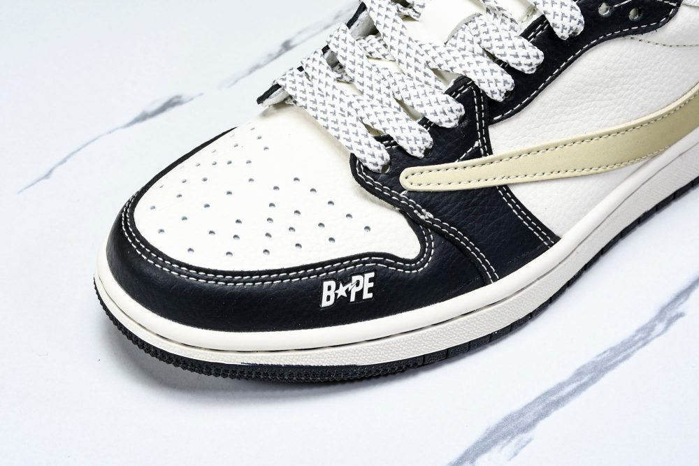 Travis Scott AJ1 Low x BAPE 'Beige Black White' (Custom) - Image 9