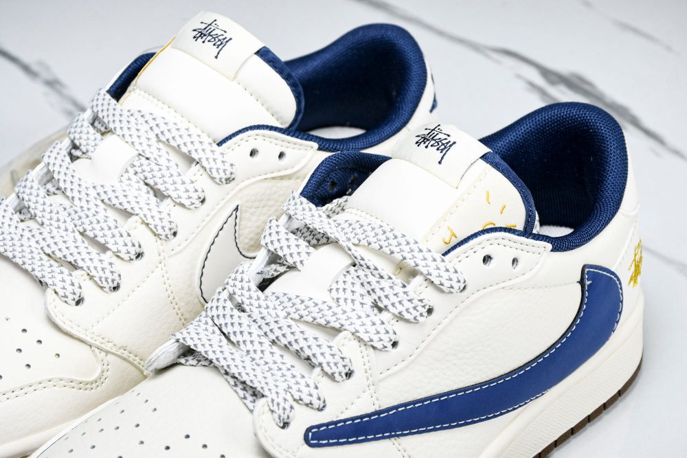 Travis Scott AJ1 Low x Stussy 'White Blue' (Custom) - Image 19