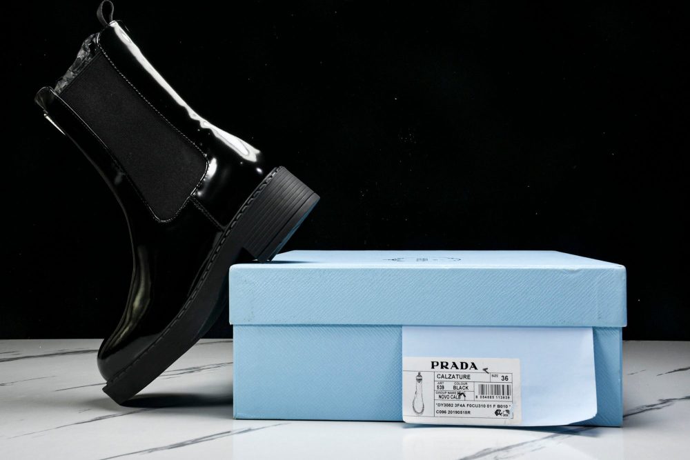 Prada Patent Chelsea Boots 'Black' - Image 17
