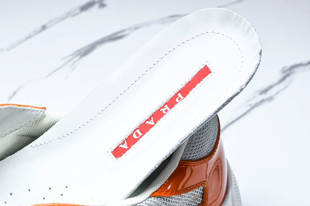 Prada America's Cup Sneaker 'Orange Silver' - Image 13