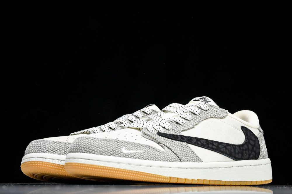 Travis Scott AJ1 Low x Stussy 'Tweed' (Custom) - Image 2