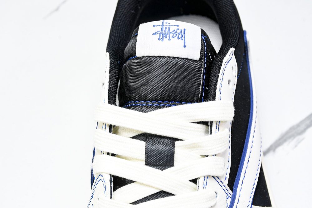 Travis Scott AJ1 Low x Stussy 'Black White Blue' (Custom) - Image 11