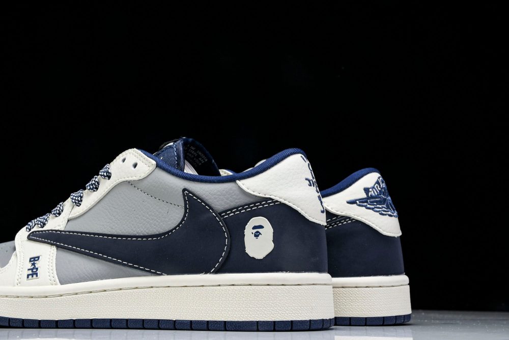Travis Scott AJ1 Low x BAPE 'Grey Navy' (Custom) - Image 8