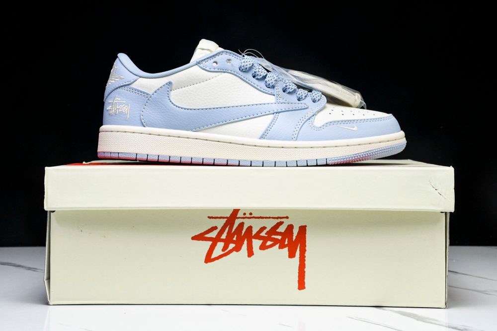 Travis Scott AJ1 Low x Stussy 'Blue' (Custom) - Image 25