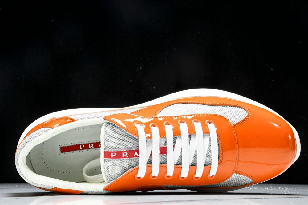 Prada America's Cup Sneaker 'Orange Silver' - Image 4