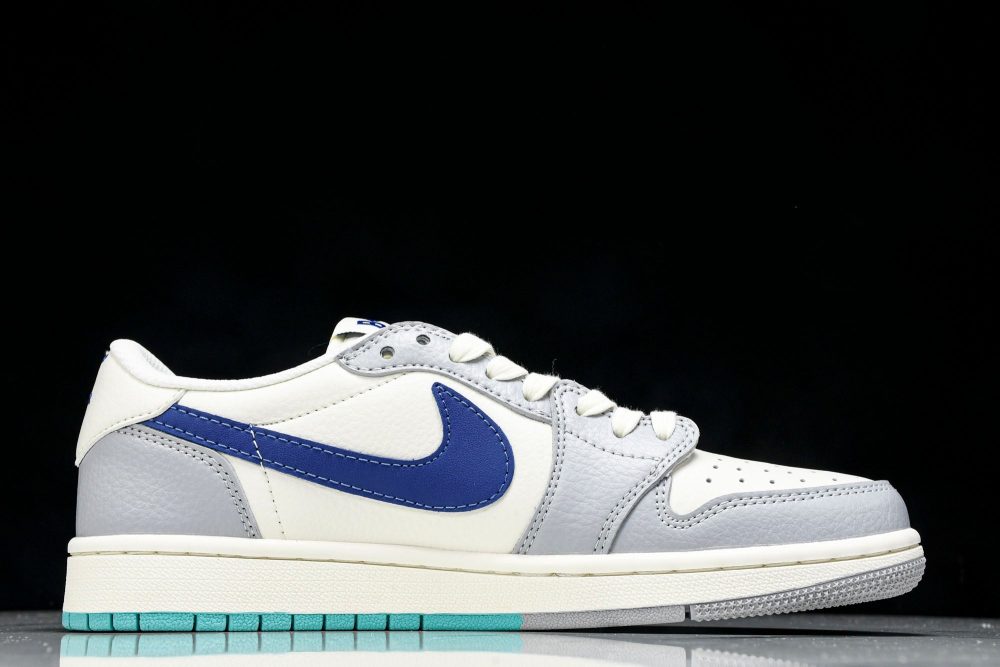 Travis Scott AJ1 Low x BAPE 'Blue Grey White' (Custom) - Image 3