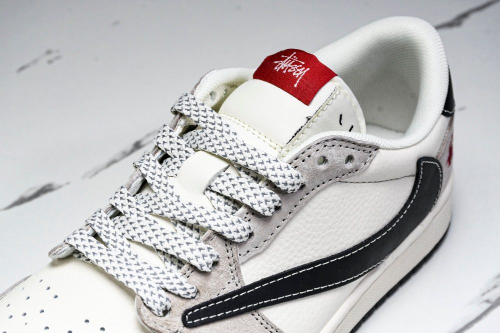 Travis Scott AJ1 Low x Stussy 'Black White Grey 2.0' (Custom) - Image 10
