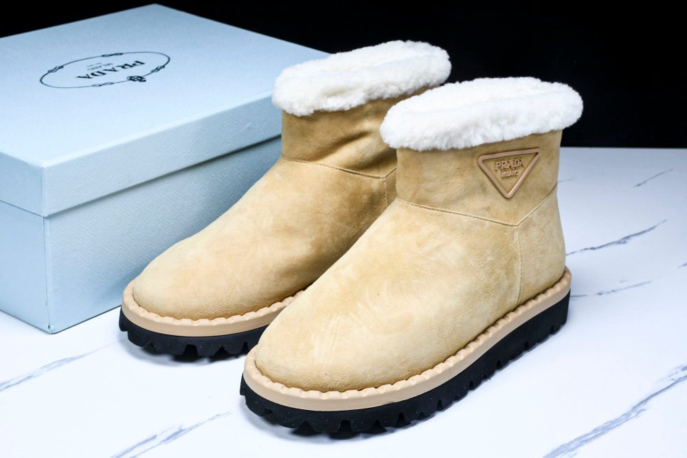 Prada Suede Booties 'Beige' - Image 18