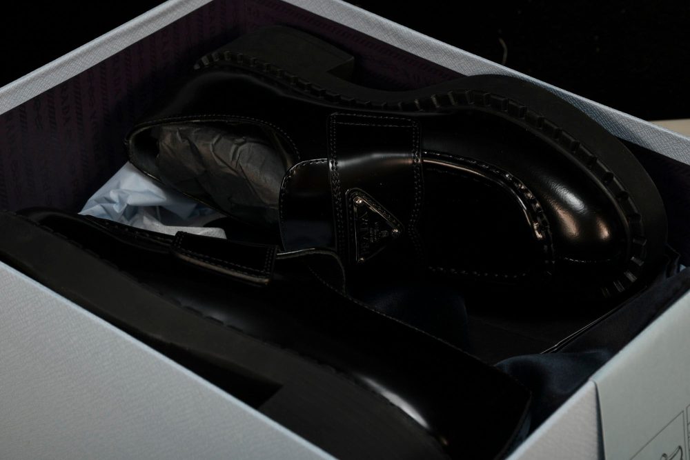 Prada Chocolate Patent Loafers 'Black' - Image 17