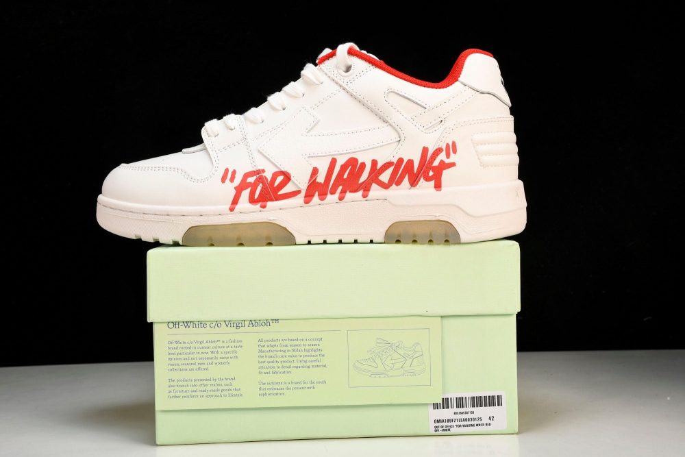 Off-White Out Of Office OOO Low Top "For Walking - White Red - Image 28
