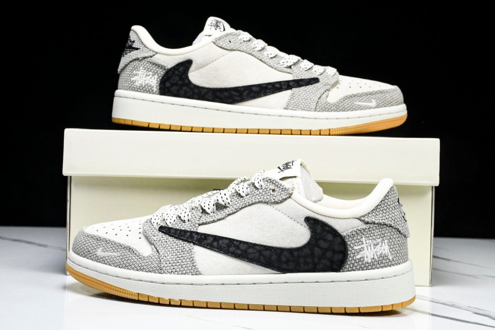 Travis Scott AJ1 Low x Stussy 'Tweed' (Custom) - Image 25