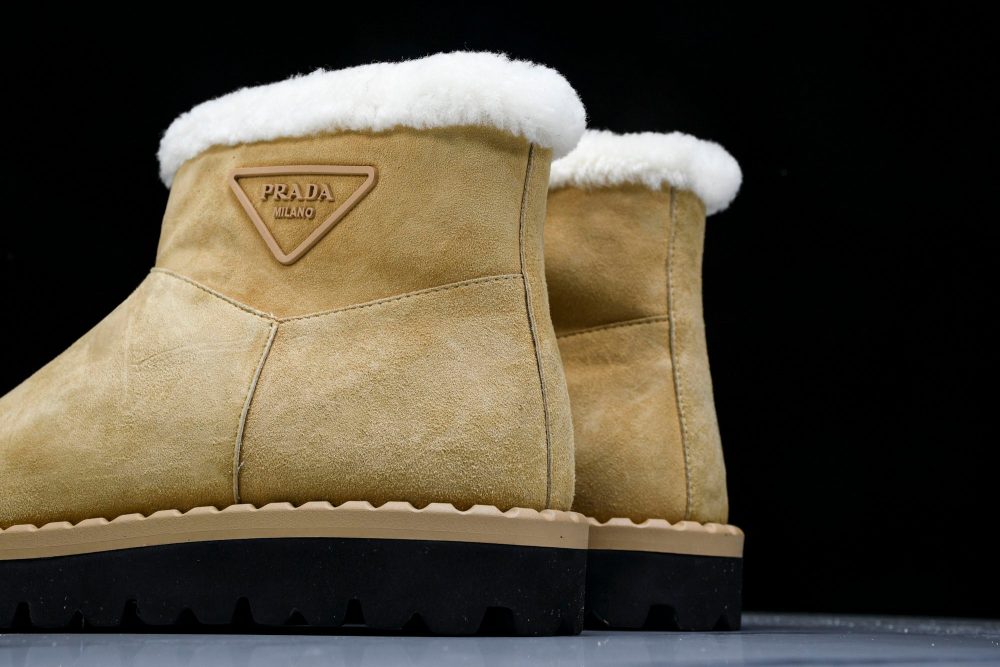 Prada Suede Booties 'Beige' - Image 8