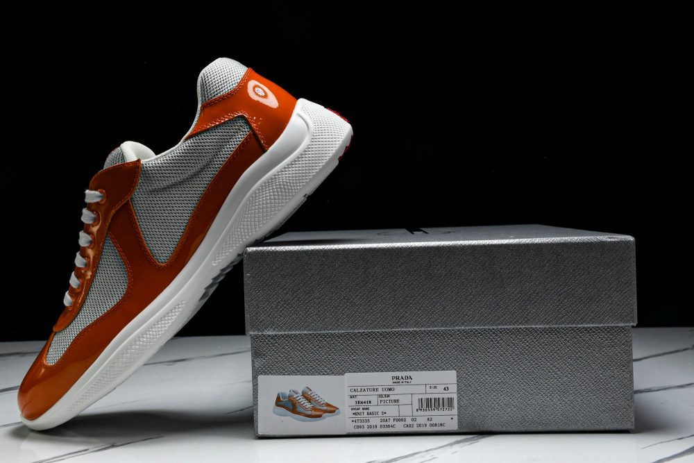 Prada America's Cup Sneaker 'Orange Silver' - Image 23