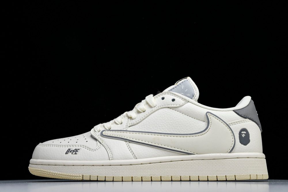 Travis Scott AJ1 Low x BAPE 'White' (Custom)