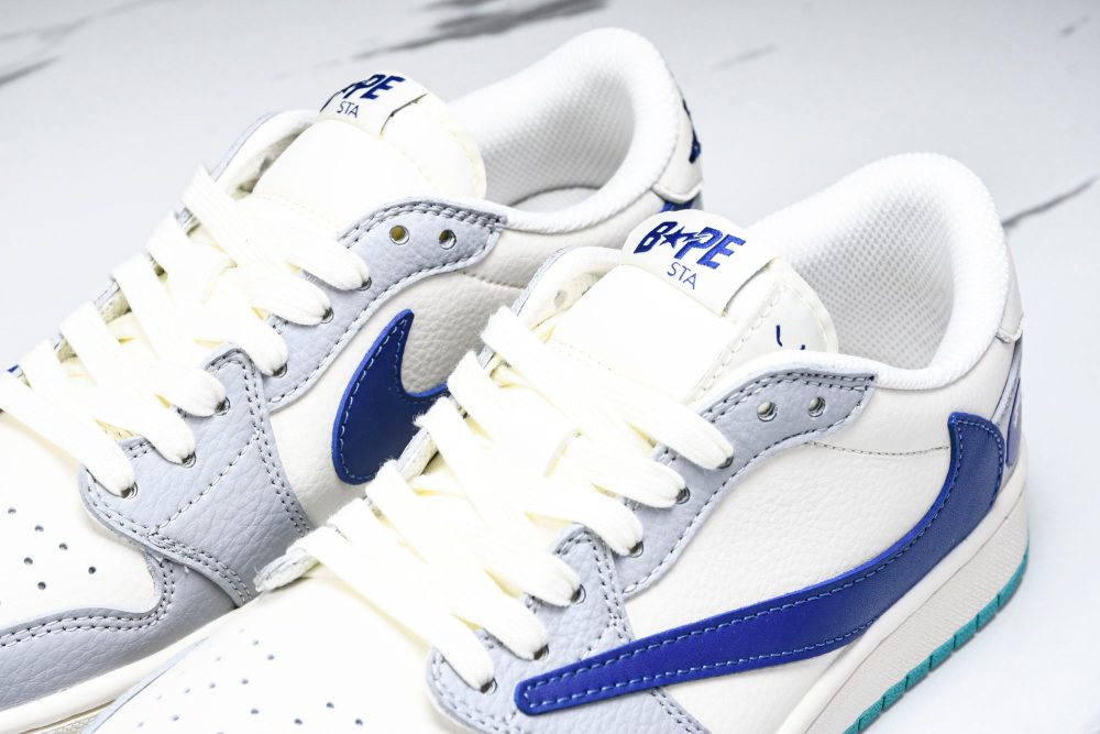 Travis Scott AJ1 Low x BAPE 'Blue Grey White' (Custom) - Image 19