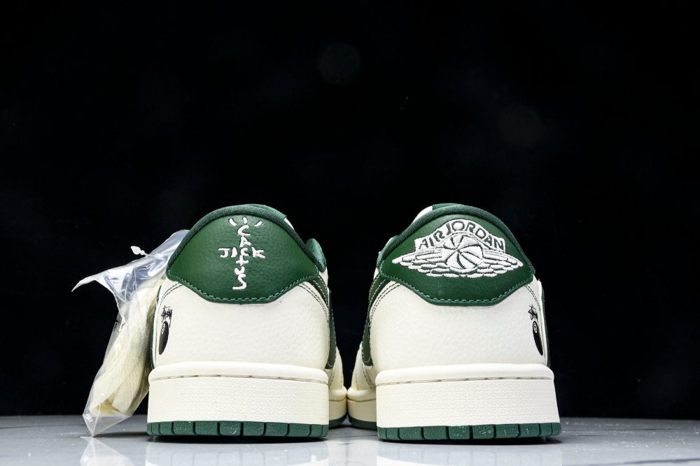 Travis Scott AJ1 Low x Stussy 'White Green' (Custom) - Image 7