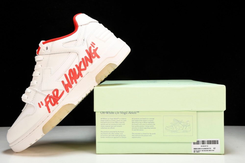 Off-White Out Of Office OOO Low Top "For Walking - White Red - Image 27