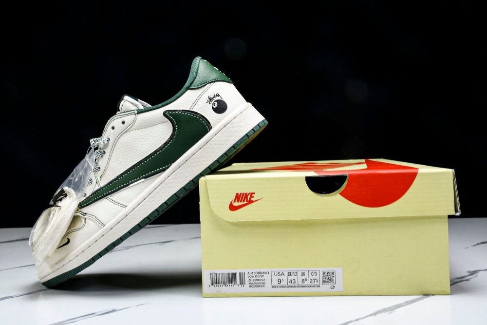 Travis Scott AJ1 Low x Stussy 'White Green' (Custom) - Image 24