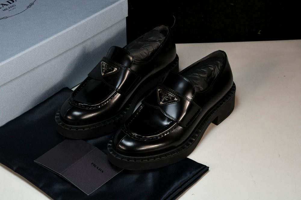 Prada Chocolate Patent Loafers 'Black' - Image 16