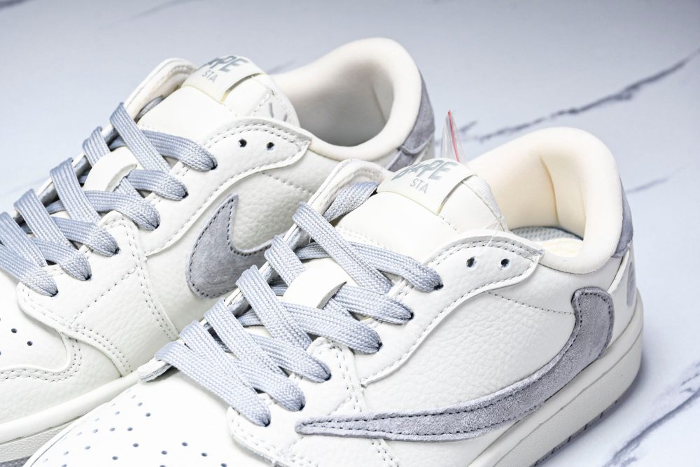 Travis Scott AJ1 Low x BAPE 'White Grey 2.0' (Custom) - Image 19